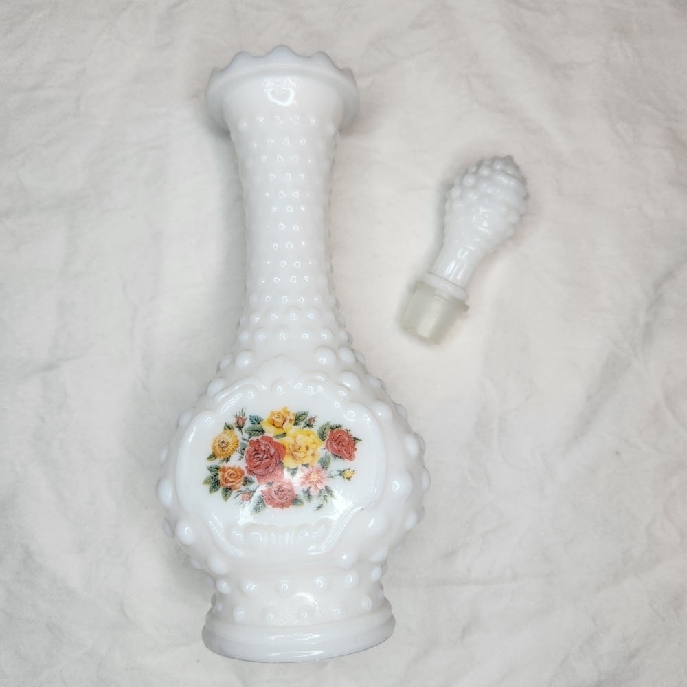 Avon Milk Glass Floral Bud Vase Bottle